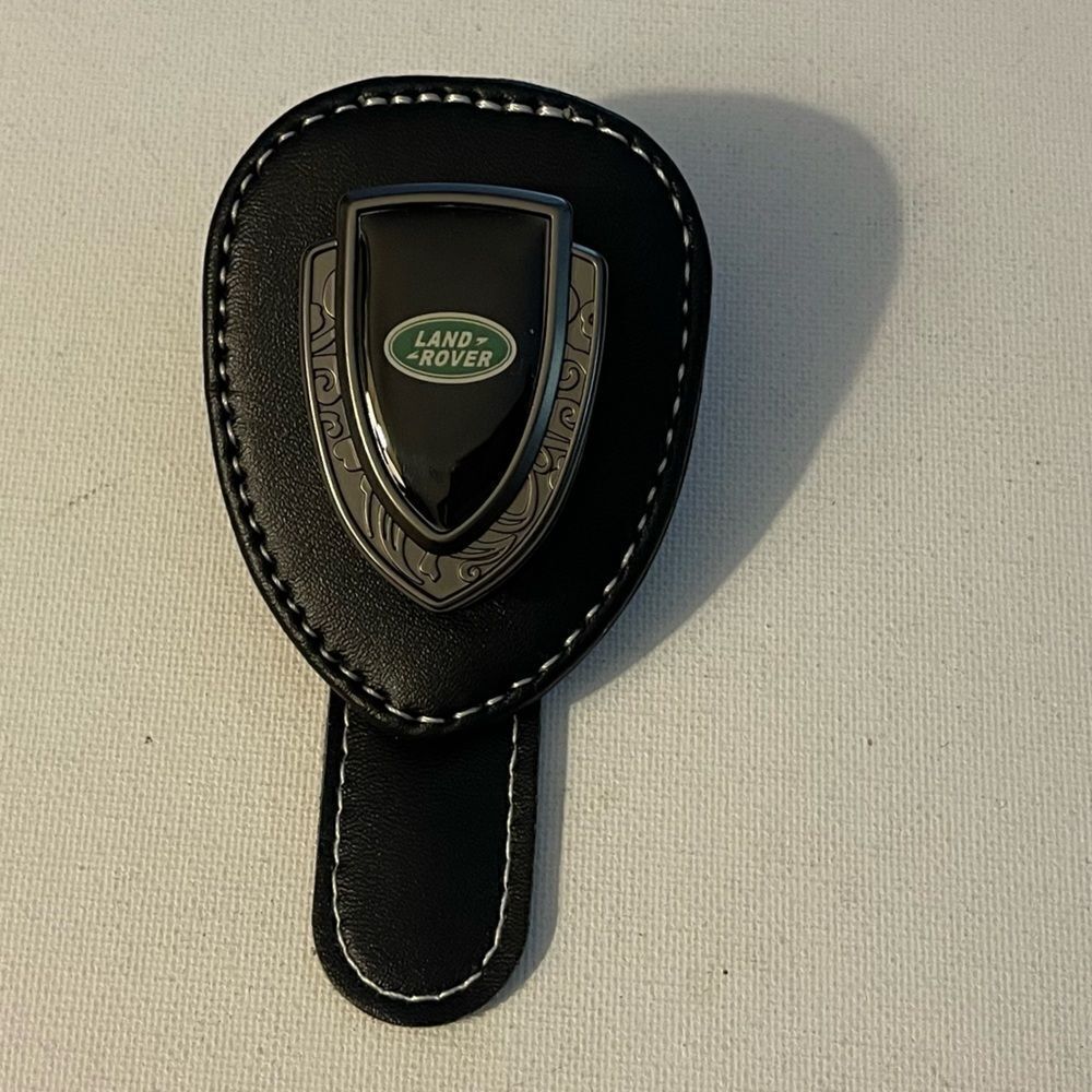 Land Rover Logo Sunglass Holder for Car Black PU Leather NWT